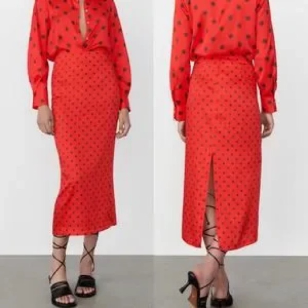 Zara Polka Dot Shirt and Pencil Skirt Set - Picture 9 of 15